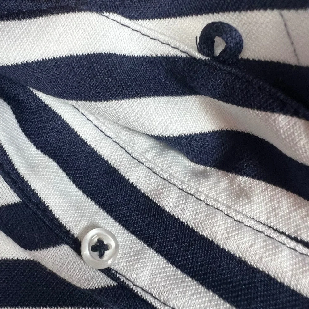 Ralph Lauren Pro Fit Mens Navy White Striped Golf Polo Shirt New Albany Large